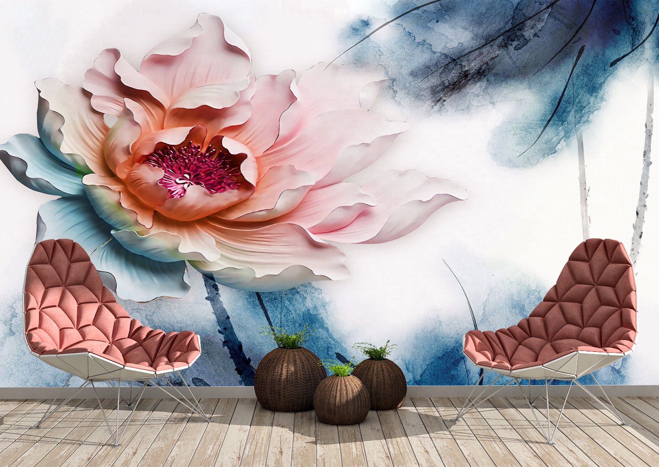 3d Painted Flower Wall Mural Wallpaper Wall Art Peel & Stick Etsy