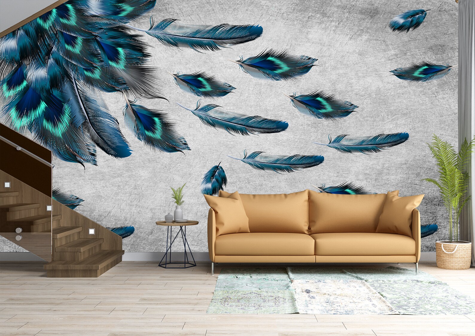 Peacock feathers Wall Mural Wallpaper Wall Art Peel & Stick Etsy