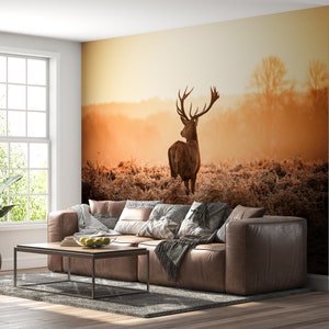 Large red deer stag in autumn Wall Mural Wallpaper