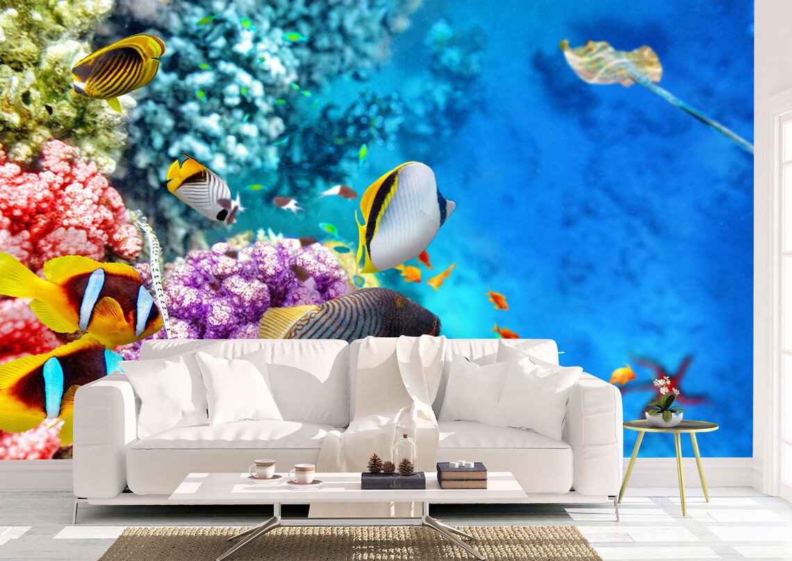 Sea Life Wall Mural Wallpaper Wall Art Peel & Stick Self Etsy Australia