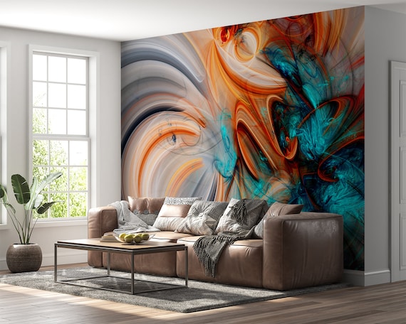 Mural de pared moderno colorido con pintura artística, papel tapiz de  vinilo autoadhesivo, impermeable para sala de estar y dormitorio -   México