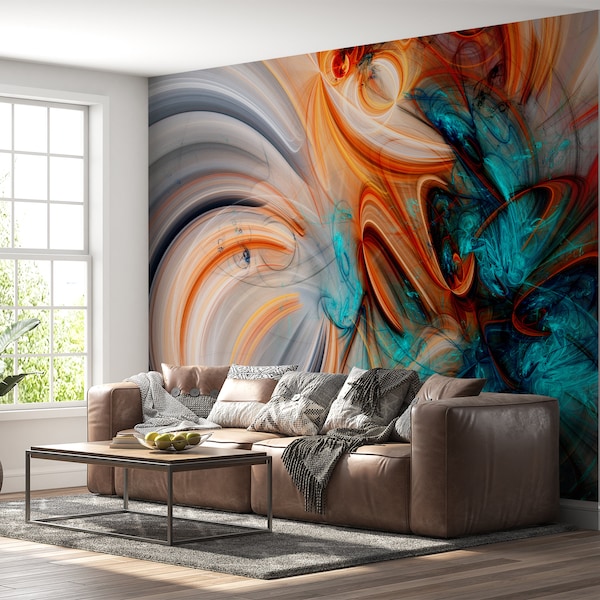 Mural de pared moderno colorido con pintura artística, papel tapiz de vinilo autoadhesivo, impermeable para sala de estar y dormitorio