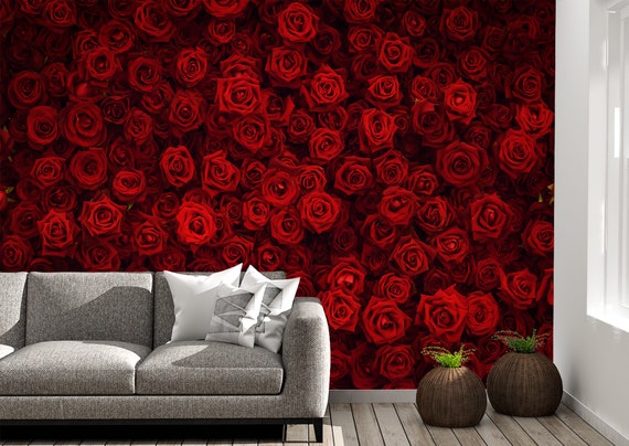Red Roses Wall Mural Wallpaper Wall Art Peel & Stick Self | Etsy