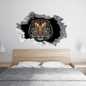 Wall Sticker Tiger Portrait Theme 3D Hole in the Wall B Effect Art ...