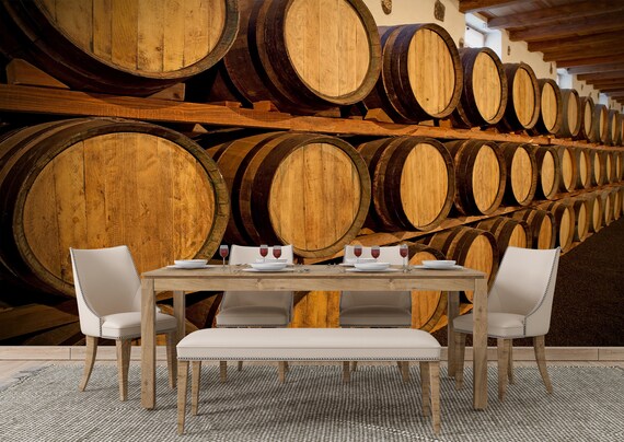 Whisky Barrels Wall Mural Wallpaper Wall Art Peel & Stick Self | Etsy