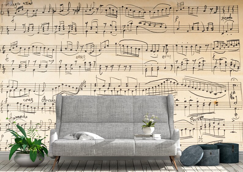 Classical Music Notes Wall Mural Wallpaper Wall Art Peel & Etsy