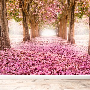 Tunnel of Pink Flower Trees Wall Mural Photo Wallpaper UV - Etsy Tunnel of Pink Flower Trees Wall Mural Photo Wallpaper UV - Etsy