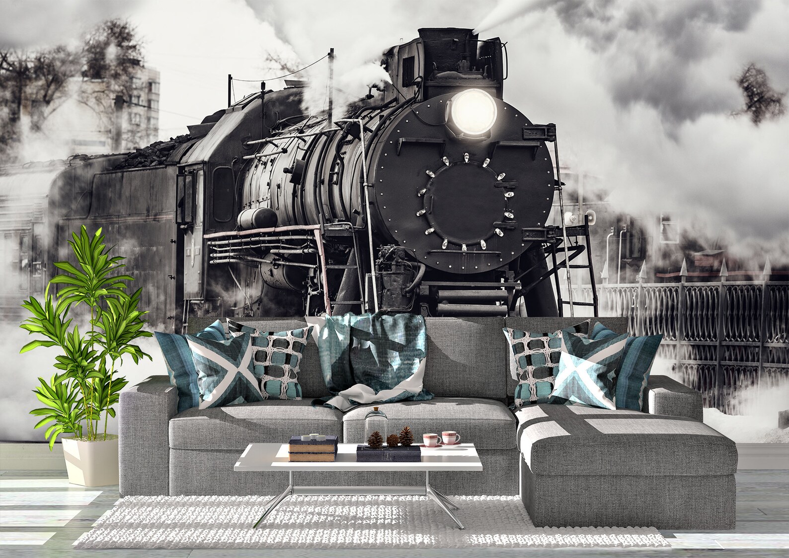 Vintage Train Wall Mural Wallpaper Wall Art Peel & Stick Self Etsy