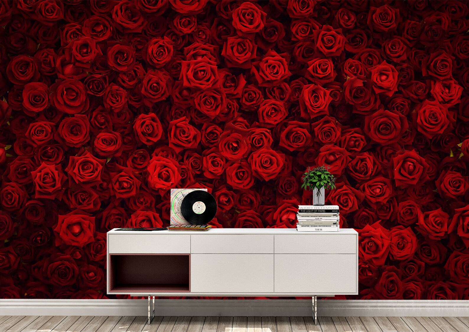 Red Roses Wall Mural Wallpaper Wall Art Peel & Stick Self Etsy