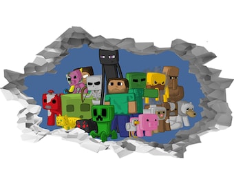 minecraft wall decal etsy