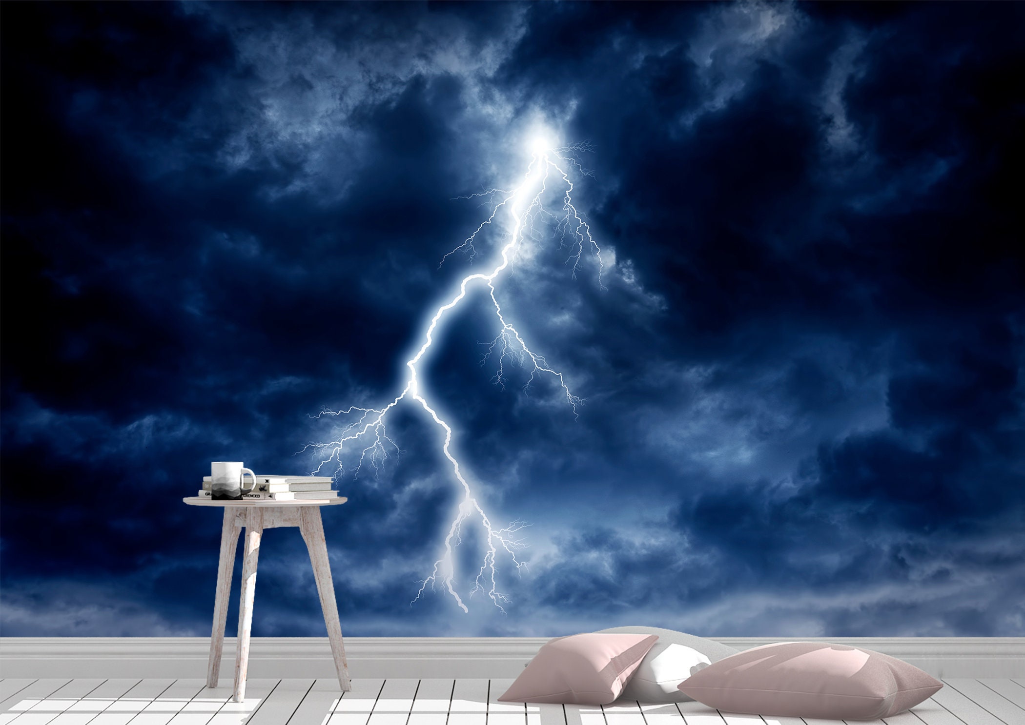 Sky Lightning Wall Mural Wallpaper Wall Art Peel & Stick Self Etsy