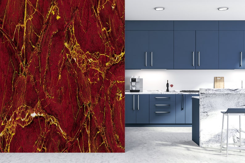Red Marble Textured With Golden Veins Wall Mural Wallpaper - Etsy UK