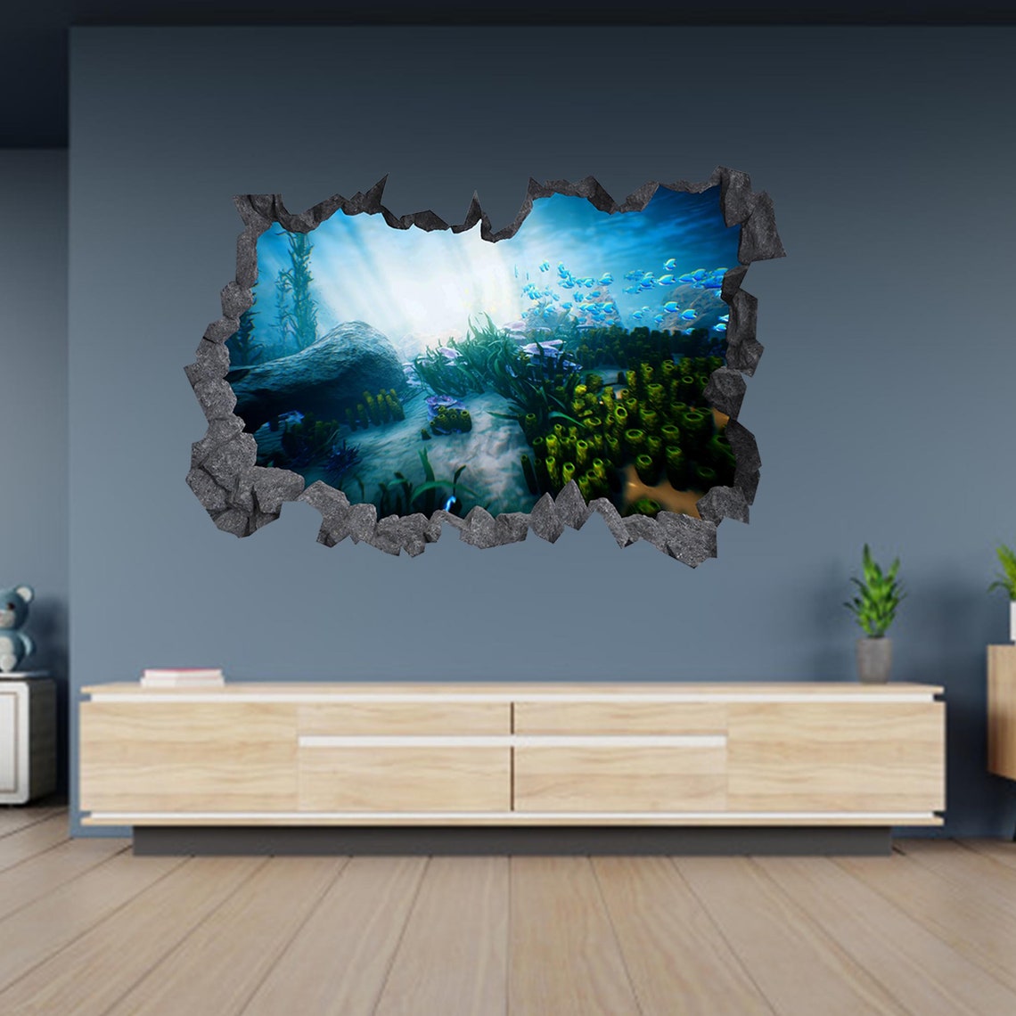 Wall Sticker Underwater Ocean Life 3D Hole in the Wall Effect Etsy UK