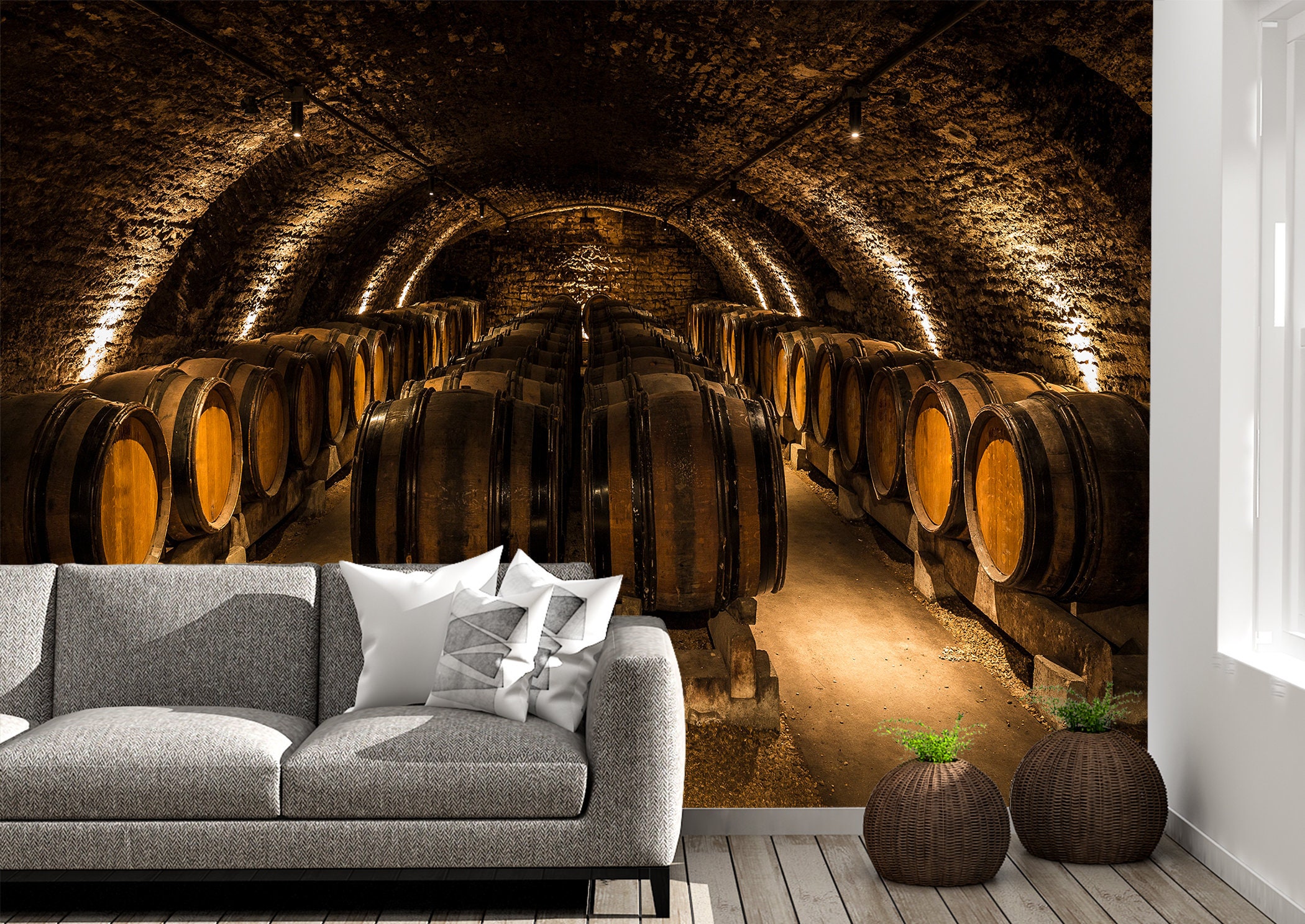 Old Cellar with Wine Wall Mural Photo Wallpaper UV Print Decal Etsy