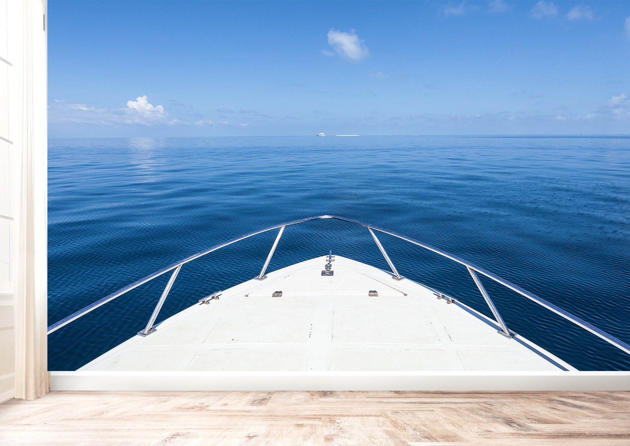 Yacht in the Ocean Wall Mural Wallpaper Wall Art Peel & Stick Etsy