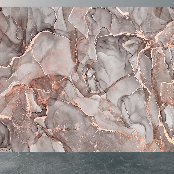 Pink Grey Marble Wallpaper - Chic Wall Mural for Living Room, Easy Peel & Stick Application, Durable Vinyl Wall Decor