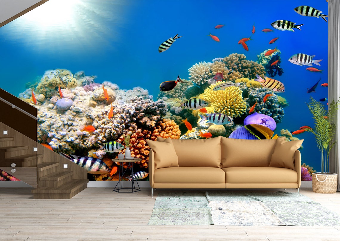 Underwater Life Wall Mural Wallpaper Wall Art Peel & Stick | Etsy