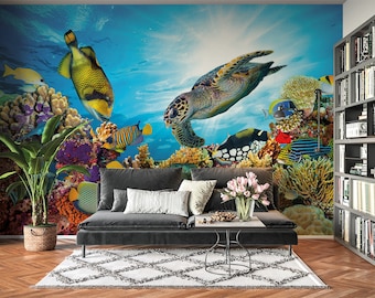 3D Turtles Sea 54 Wallpaper Murals Wall Print Wallpaper Mural AJ WALLPAPER UK