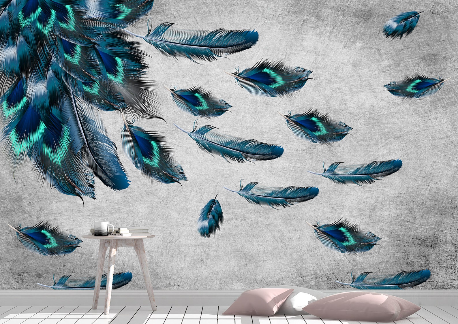 Peacock Feathers Wall Mural Wallpaper Wall Art Peel & Stick | Etsy UK