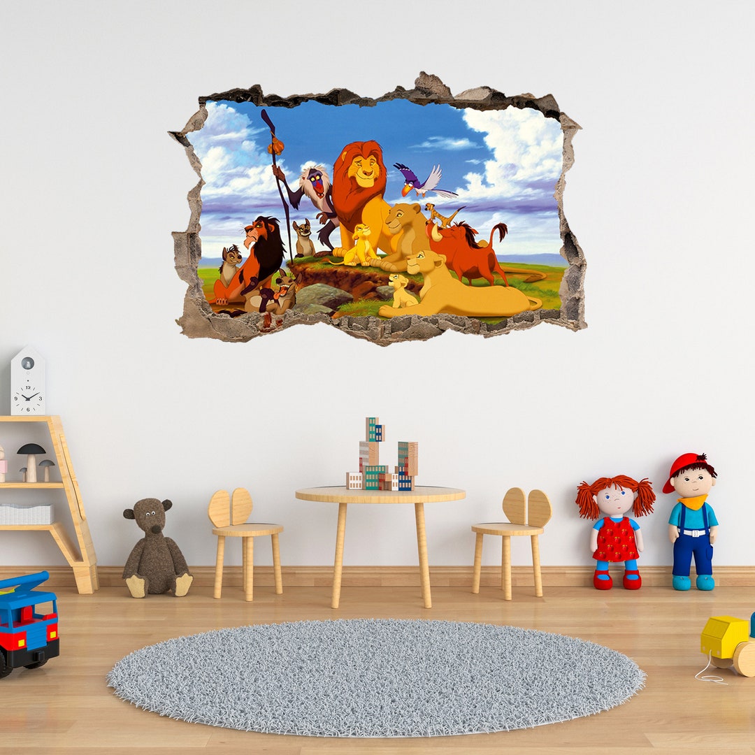 Wall Sticker the Lion King Wall Stickers 3D Hole in the Wall Etsy