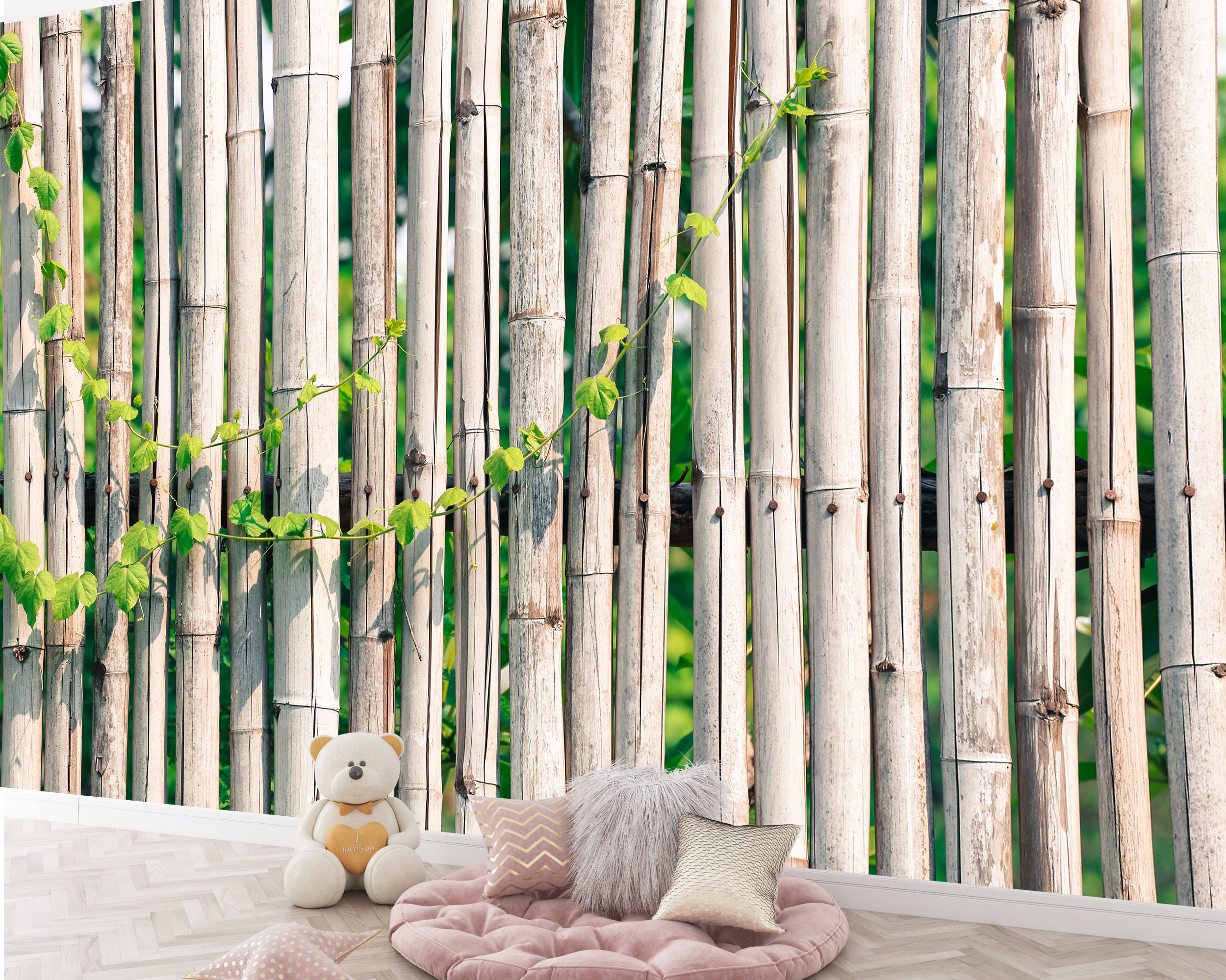 Natural Bamboo Wallpaper Self Adhesive, Nature Wall Decor, Living