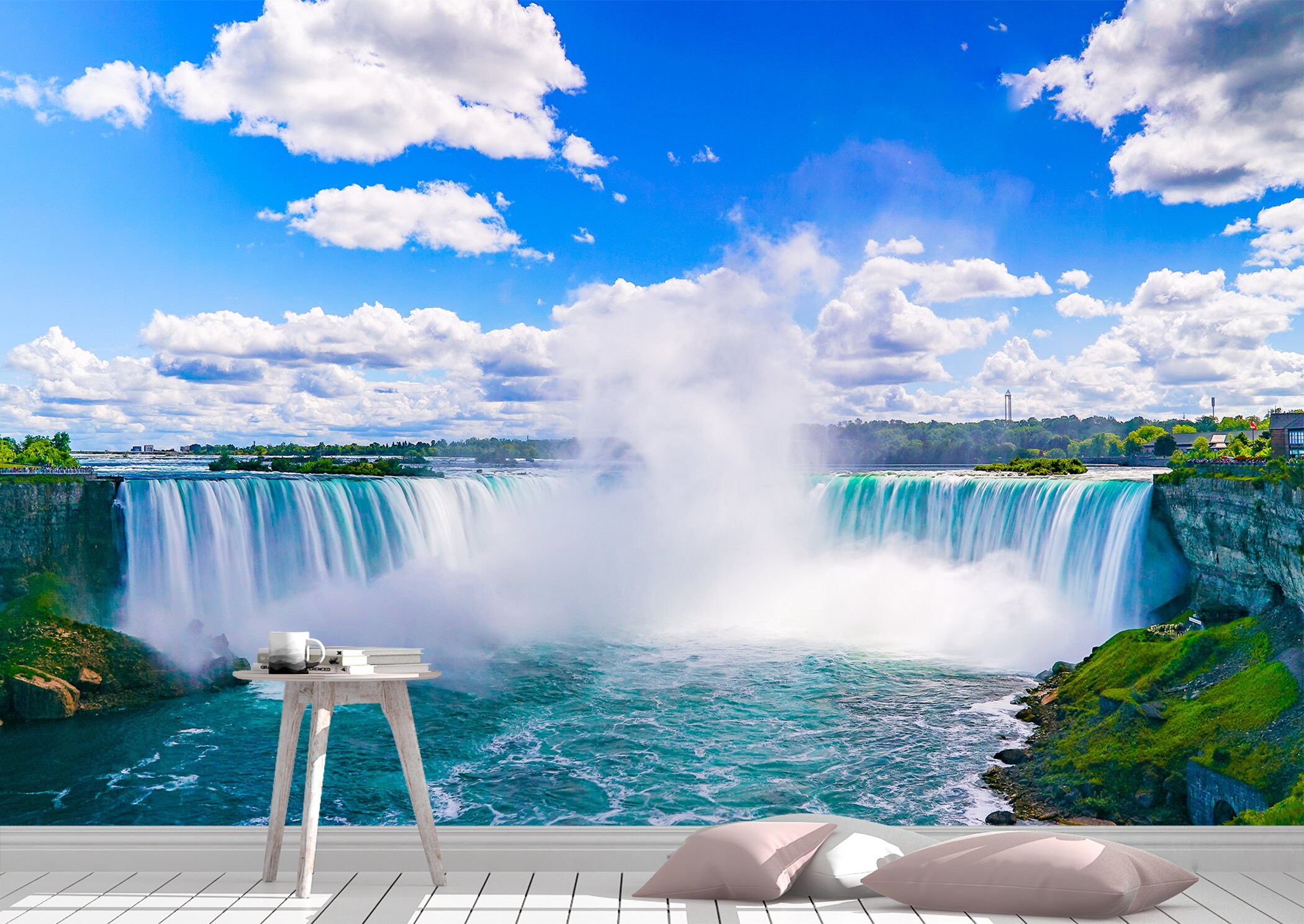 Sky and Waterfall Wall Mural Wallpaper Wall Art Peel & Stick Etsy