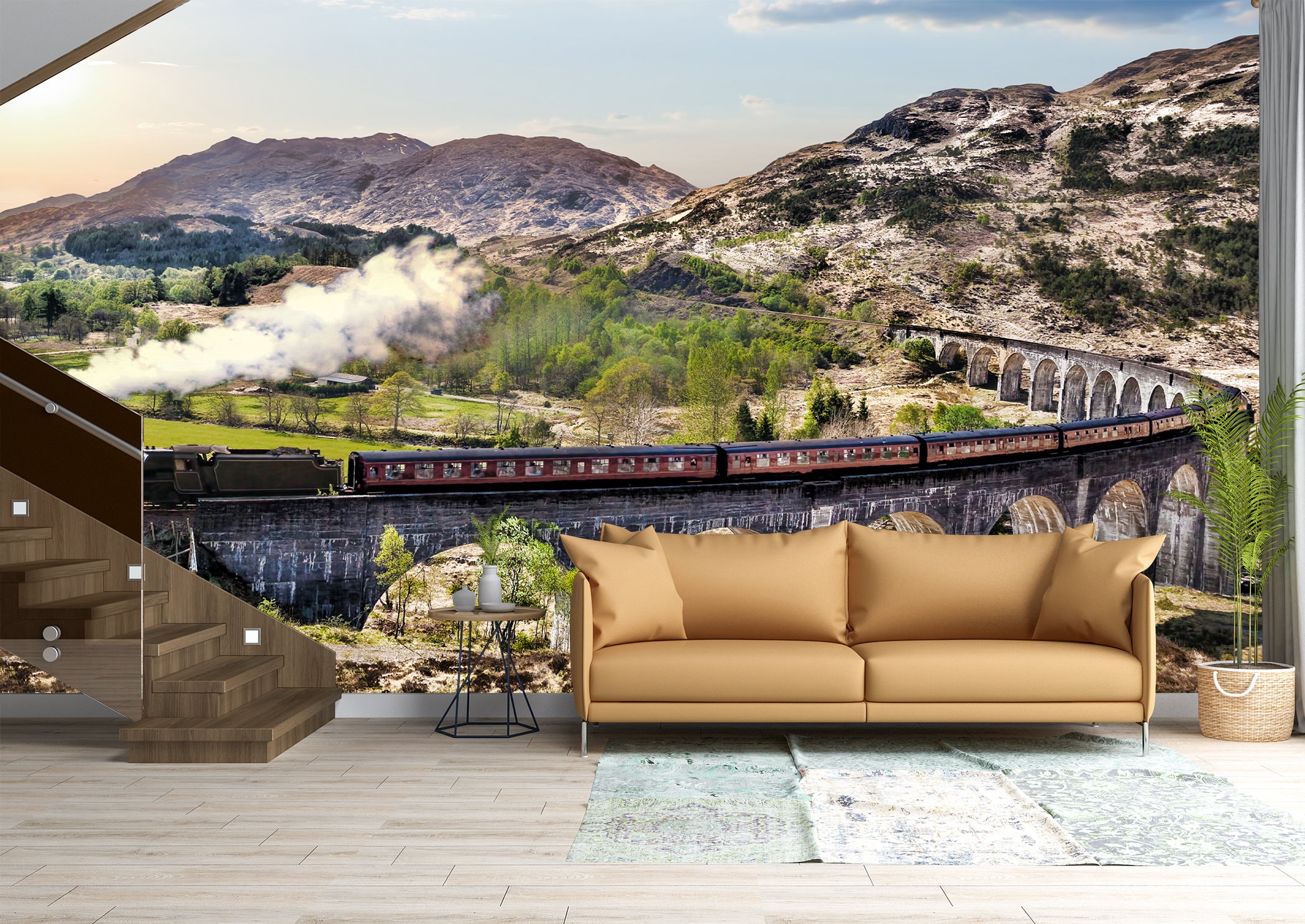 Train Landscape Wall Mural Wallpaper Wall Art Peel & Stick - Etsy UK