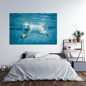 Wall Sticker Polar Bear Underwater Poster Self Adhesive Art - Etsy