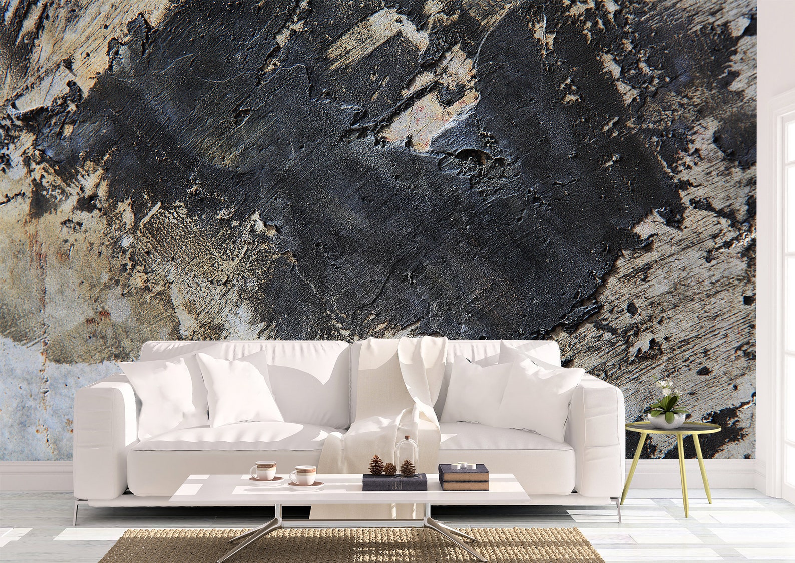 Old Concrete Effect Wall Mural Wallpaper Wall Art Peel & Stick Etsy