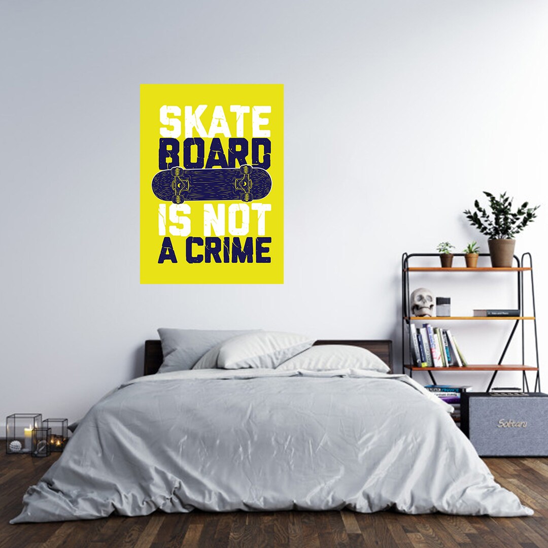 Wall Sticker Skateboard is Not A Crime Poster Self Adhesive Art Decal ...
