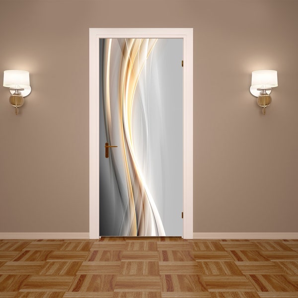 Natura Murales porta peel and stick vinile avvolgere porta avvolgere porta adesivo porta anteriore decorazione porta decorazione porta decor oro onde luminose