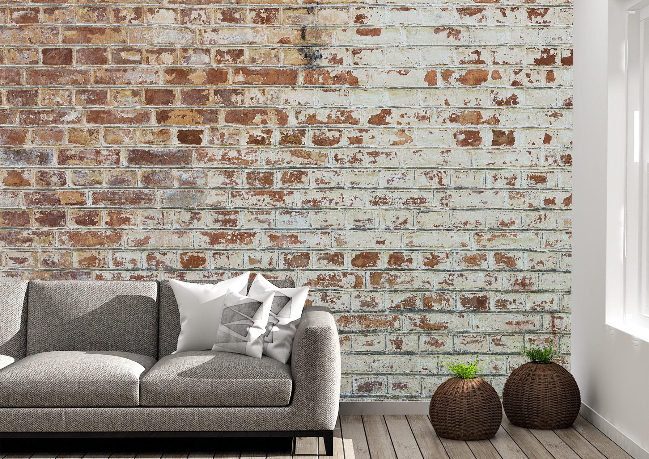Wallpaper Vinyl Peel and Stick Wallpaper design 3232 Removable wallpaper White Brick wall