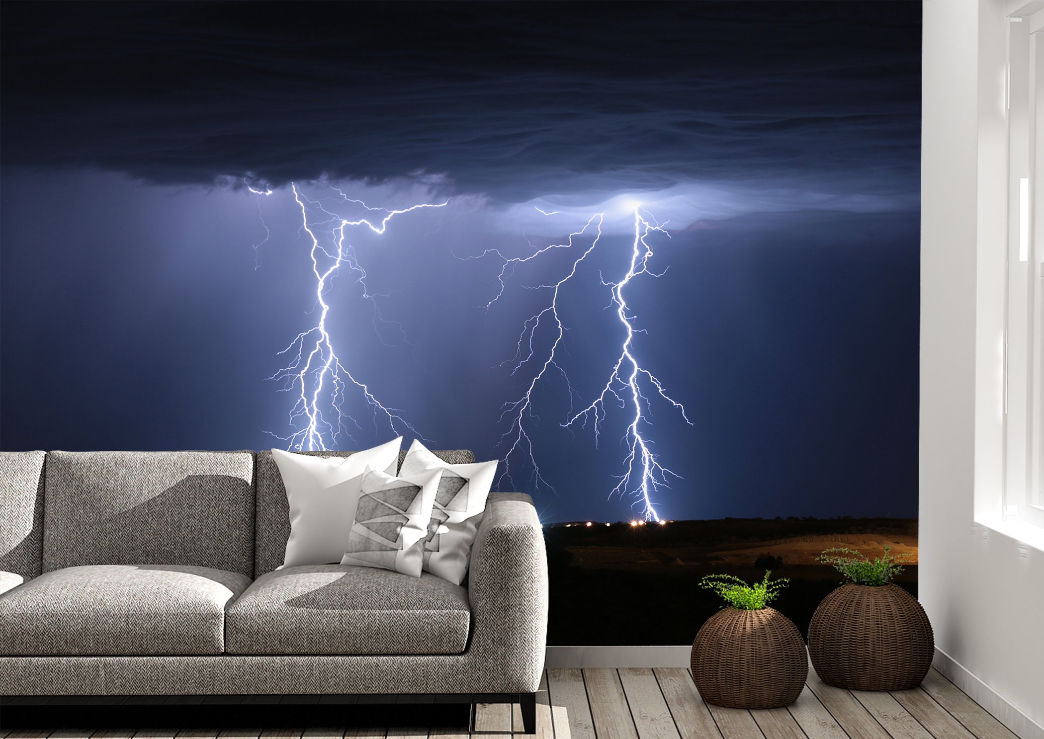 Lightning Bolts Wall Mural Wallpaper Wall Art Peel & Stick Etsy UK