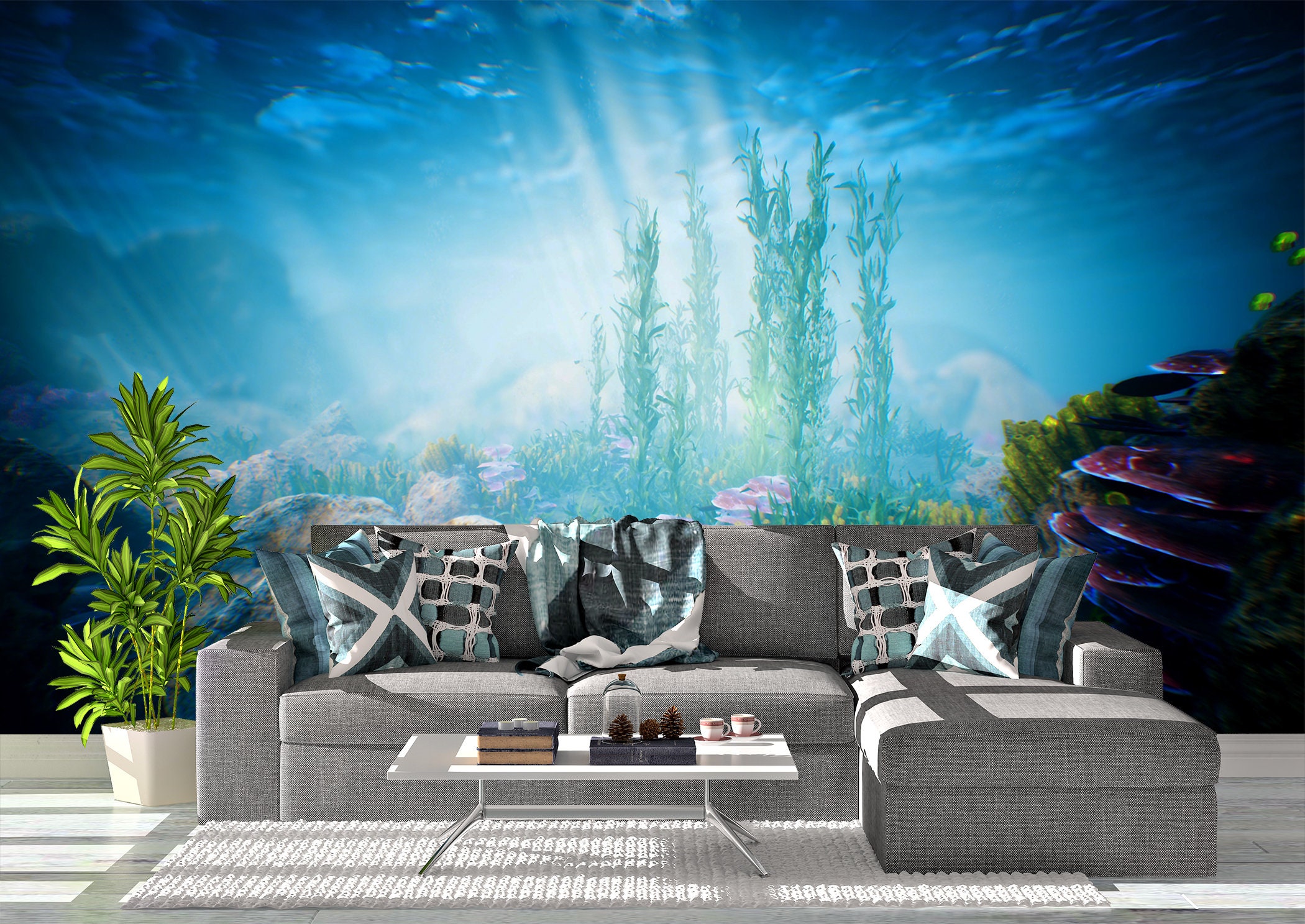 Underwater Life Wall Mural Wallpaper Wall Art Peel & Stick - Etsy UK
