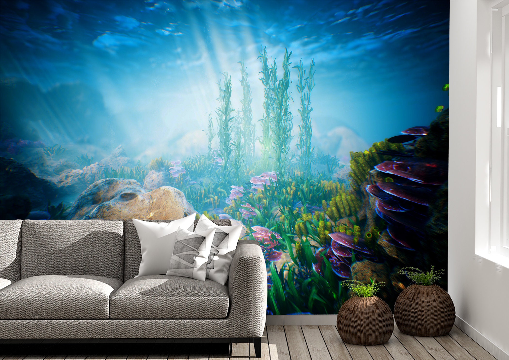 Underwater Life Wall Mural Wallpaper Wall Art Peel & Stick | Etsy