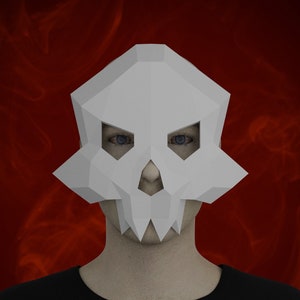 Scary MASK PAPERCRAFT SKULL - 3D Diy adult paper craft pattern , printable pdf template, dead  halloween costume, masquerade mask for men
