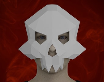 Scary MASK PAPERCRAFT SKULL - 3D Diy adult paper craft pattern , printable pdf template, dead  halloween costume, masquerade mask for men