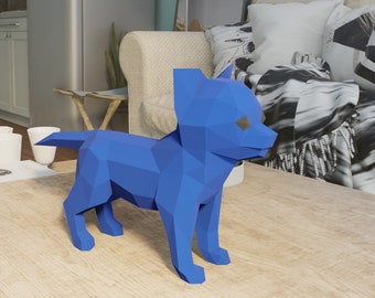 ANIMAL PAPERCRAFT - 3D Chihuahua Dog - PDF printable Template, low poly staue diy craft, make your own room decoration, home decor sculpture