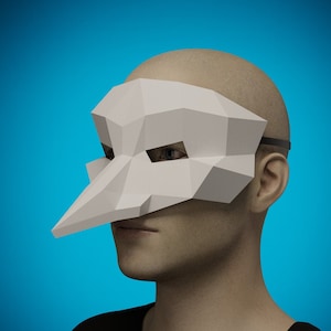 Mezza MASCHERA veneziana PAPERCRAFT 3d, maschera da ballo in maschera fai da te per uomo, modello stampabile in pdf, maschera per feste, costume di Halloween, creazione di carta per adulti