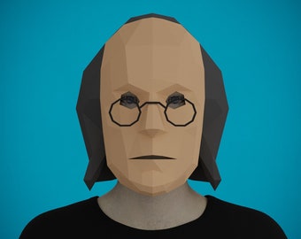 MASK 3D PAPERCRAFT TEMPLATE - Benjamin Franklin diy costume, halloween mask, pepakura mask, origami mask, diy mask, cosplay