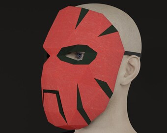 HOCKEY MASK PAPERCRAFT, 3D polygonal diy masquerade mask, Lowpoly geometric Halloween costume, printable template/ pattern, killer cosplay