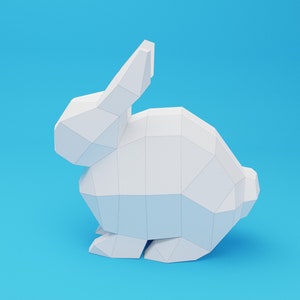 BUNNY PAPERCRAFT TEMPLATE, diy 3d paper craft, pdf downloadabe pattern, art animal crafts, rabbit home decoration statue