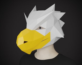 BIRD Gryphon MASK PAPERCRAFT, diy animal costume, printable template, eagle paper craft, halloween costume, low poly mask, masquerade mask