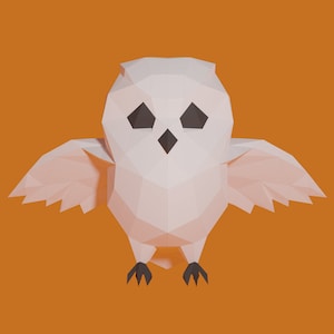 Cute OWL PAPERCRAFT Template, diy 3D paper craft, Pdf downloadabe pattern, wings sculpture animal craft, BIRD bedroom home decoration statue