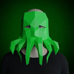 Papercraft Template PDF -  EASY Cthulhu MASK - mythical creatures,diy  adult paper crafts, masquerade mask carnival