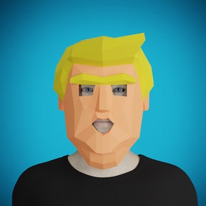 Low Poly TRUMP MASK PAPERCRAFT, 3D polygonal diy masquerade mask, geometric halloween costume, printable template/ pattern, pepakura cosplay
