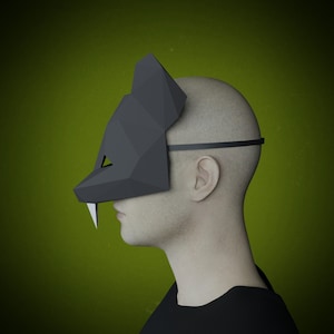 Einfache Maus Halbmaske, PAPERCRAFT 3D-Vorlage, DIY-Erwachsen-Handwerk, machen Sie Ihre eigene TIER-Papier-Maske, Halloween-Kostüm, Maskerade-Ratten-Maske