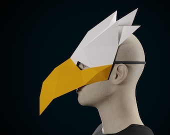 BIRD Half MASK PAPERCRAFT, diy animal costume, printable template, eagle paper craft, halloween sexy costume, low poly mask, masquerade mask