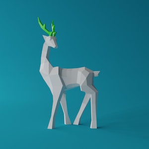 DEER  PAPERCRAFT Template, diy 3D paper craft, PDF downloadabe pattern,xxl sculpture animal craft, bedroom home decoration statue, pinata