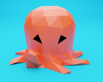Cute OCTOPUS PAPERCRAFT Template, diy 3d paper craft LANTERN, pdf downloadable pattern,lamp  animal crafts, bedroom home decoration statue